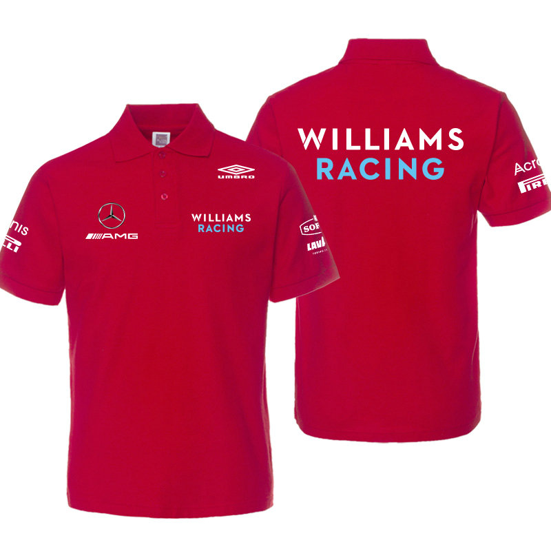 Polo Mercedes AMG Williams Racing Homme Manche Courte Coton Couleur Unie